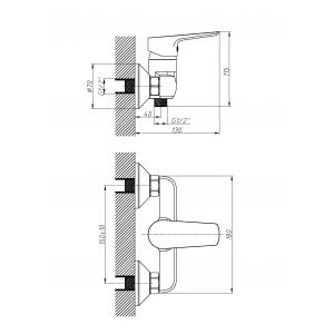 KIT 21082 набір змішувачів (3 в 1), змішувач для умивальника, змішувач для душу, душовий гарнітур