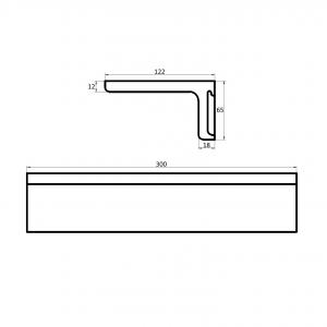 Поличка 30 * 12 * 6,5 см кам'яна Solid surface