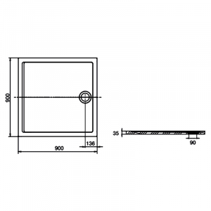 Поддон Aeron 90x90 белый