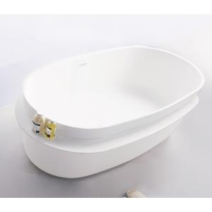 Ванна 163 * 75 * 53см окремостояча кам'яна Solid surface, з поличкою