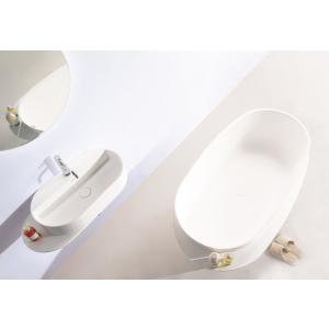 Ванна 163 * 75 * 53см окремостояча кам'яна Solid surface, з поличкою