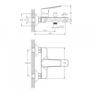 KIT 30095 набор смесителей (4 в 1), смеситель для умывальника, смеситель для ванны, душевой гарнитур, смеситель для кухни