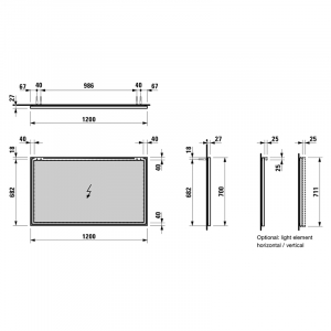 Дзеркало Frame 25 120x70 з рамою