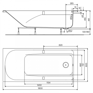 Ванна Comfort Plus 180x80 с ручками