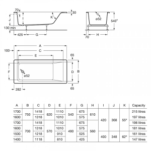 Ванна Easy 140x70 c ножками