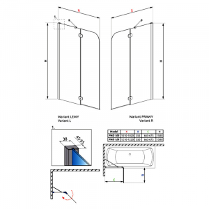 Штора для ванны Torrenta PND 121 R