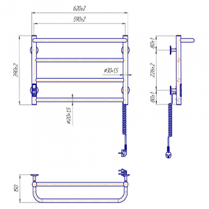 Полотенцесушитель Люкс Сити 40x63/15 TR правый