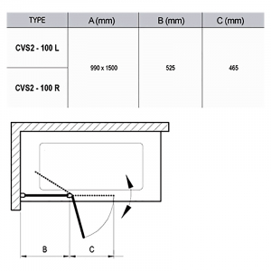 Штора для ванны CVS 2-100 R Transparent