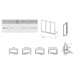 Штора для ванны AVDP 3-170 Transparent+сатиновый