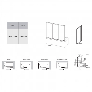 Штора для ванны AVDP 3-140 Transparent+белый