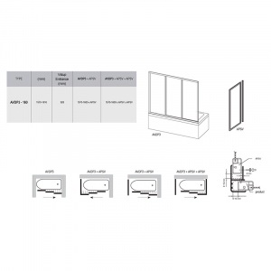 Штора для ванны AVDP 3-160 Transparent+белый