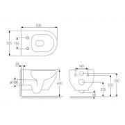 ALTEA унітаз 53 * 35,5 * 40см підвісний Rimless, в комплекті з сидінням Slim slow-closing