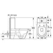 NEMO Rimless компакт 71 * 36 * 85см підлоговий гір. випуск Rimless, нижнє підведення, бачок 3 / 4,5 л, сидіння тверде Slim slow-closing