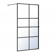 MALLA NEGRA комплект Walk-In 110 * 200 * 0,8 см з полотенцедержателем, профіль чорний матовий