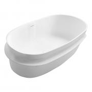 Ванна 163 * 75 * 53см окремостояча кам'яна Solid surface, з поличкою