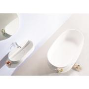 Ванна 163 * 75 * 53см окремостояча кам'яна Solid surface, з поличкою