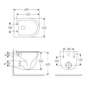 AVILA унітаз 48,5 * 36 * 36см підвісний Rimless, сидіння тверде Slim slow-closing