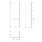 LEON пенал 139*35*35см, подвесной, белый