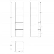 OLIVA пенал 155*35*35см, подвесной, белый