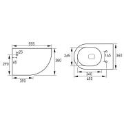 AMADEUS Rimless унітаз 56 * 36 * 40см підвісний безободковий, сидіння тверде Slim slow-closing