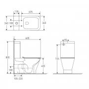 LEON REY Rimless компакт 60,5 * 34 * 80,5cм підлоговий, гориз. випуск, нижнє підведення, бачок 3 / 4,5 л, сидіння Slim slow-closing