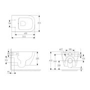 SOLO Rimless унітаз підвісний, сидіння тверде Slim slow-closing 51 * 35,5 * 33 см