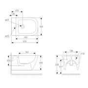 SOLO Rimless унітаз підвісний, сидіння тверде Slim slow-closing 51 * 35,5 * 33 см, колір капучино мат