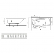 Ванна Split 150x80 левая с ножками