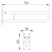 Поручень Lehnen Function 70 откидной, матовая поверхность