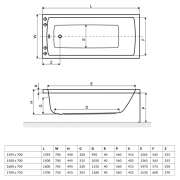 Ванна Aquaria 170x75 c ніжками