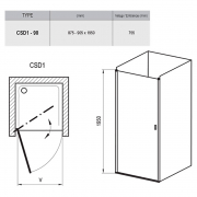 Душевая дверь CSD 1-90 Transparent+сатиновый