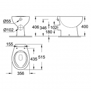 Чаша унітазу Bau Rimless пристінна