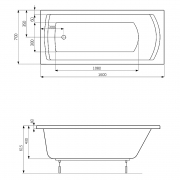 Ванна Linea 160x70 с ножками