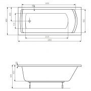 Ванна Linea 180x80 с ножками  и панелью